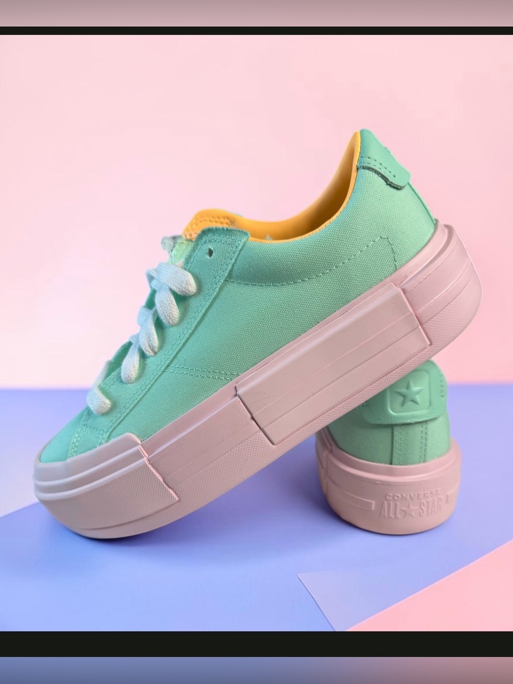 Converse Chuck Taylor Mint Green and Pale Pink Platform Sneakers
